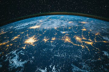 Obraz premium Earth at Night with Scattered City Lights and Stars