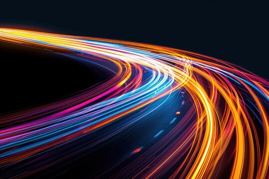 Abstract curve hyperspeed light trails backgrounds pattern night.