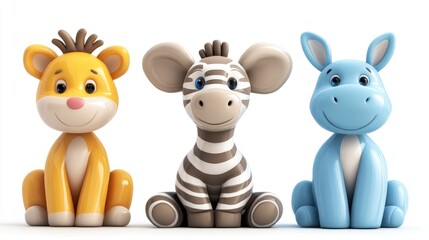 Obraz premium Trio of Cute 3D Animated Cartoon Animals