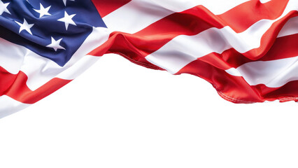 Waving American Flag on a White Background