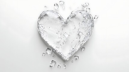 Shattered Heart Shape on Isolated White Background