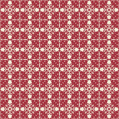 Tile Pattern With Maroon Color. Talavera Vector Design
