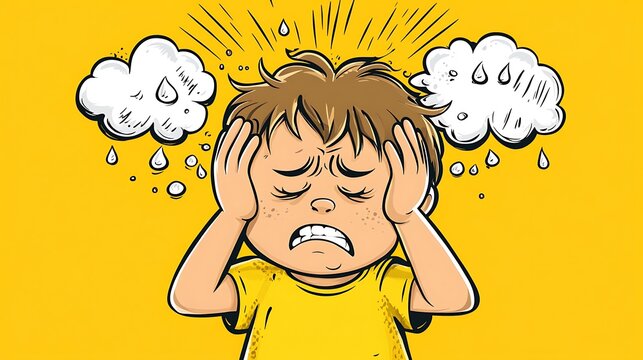 Cartoon Character Illustrating Stressful Situation
