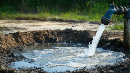 Naklejka premium Groundwater extraction system pumping clean water from deep aquifers, ensuring a steady water supply.