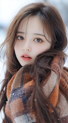 マフラーと日本人女性