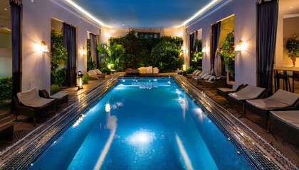Obraz premium Luxurious 5-star ultra-luxury hotel pool
