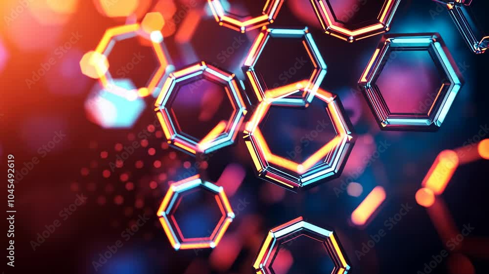 Aufkleber abstract and futuristic hexagonal background with colorful and glowing neon effect. modern technolog