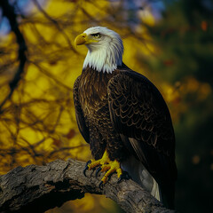 Obraz premium Majestic American Bald Eagle (Haliaeetus leucocephalus) in a natural setting