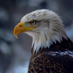 Obraz premium Majestic American Bald Eagle (Haliaeetus leucocephalus) in a natural setting