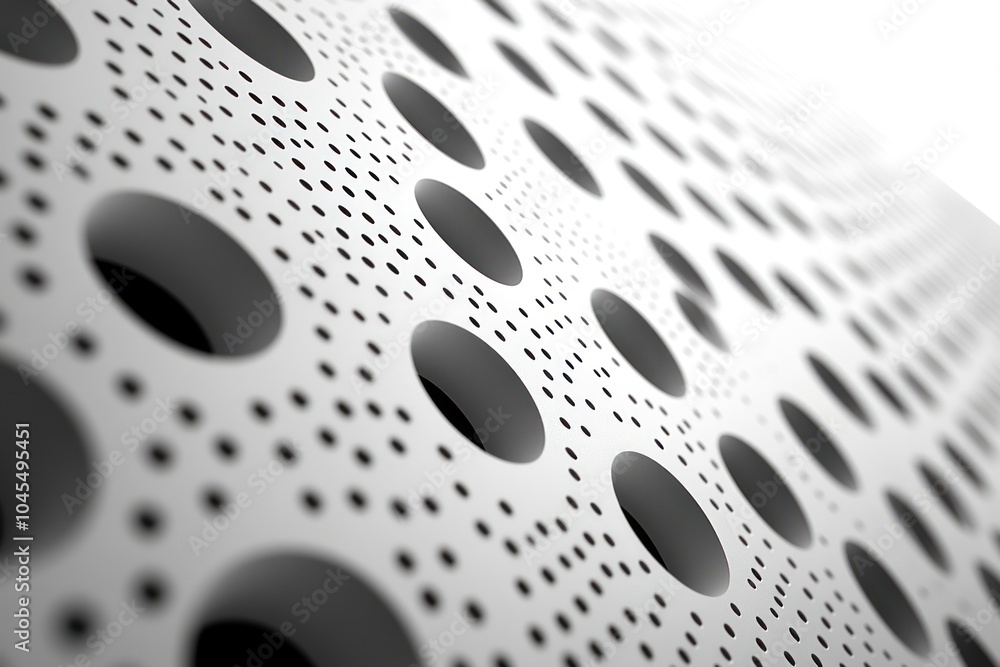 Poster a close-up view of a textured surface featuring numerous circular perforations.