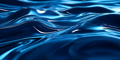 Dark blue and cyan gradient background with rippling water-like reflections and soft shadows.