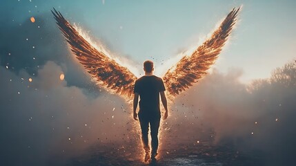 Winged Human in Symbolic Representation of Freedom