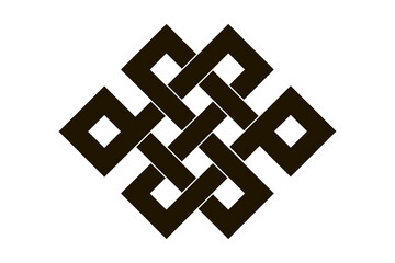 Asian knot or eternal knot. Black sign. Tradition Chinese, Tibetian knot