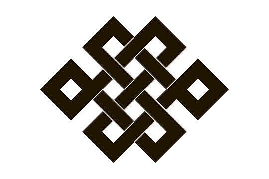 Asian knot or eternal knot. Black sign. Tradition Chinese, Tibetian knot