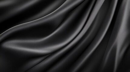 Fototapeta premium A detailed close-up of elegant, flowing black fabric showcasing its smooth texture and intricate folds.