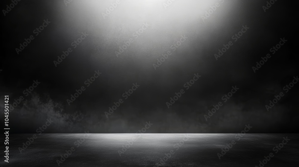 Poster A monochromatic landscape featuring a gradient of black and white, with a subtle interplay of light and shadow creating an atmospheric effect.