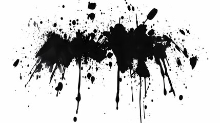 Fototapeta premium Black ink splatter on a white background, creating a dynamic and abstract design. Ink Splatter. Illustration