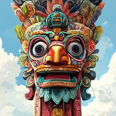 Obraz premium Colorful tribal mask against a bright sky