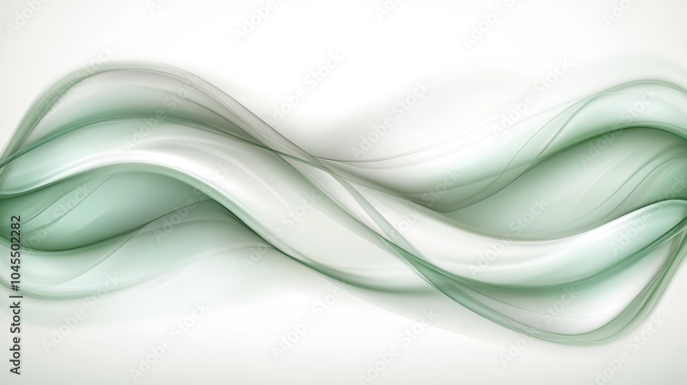 Poster a flowing, ethereal wave of soft green hues on a light background, creating a serene and calming vis
