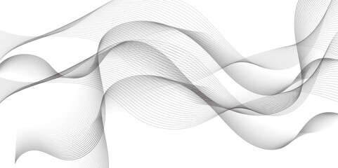 Abstract wave blend lines on transparent background. Design for banner, wallpaper, background and many more. Undulate Grey Wave Swirl, frequency sound wave, twisted curve lines with blend effect.	
