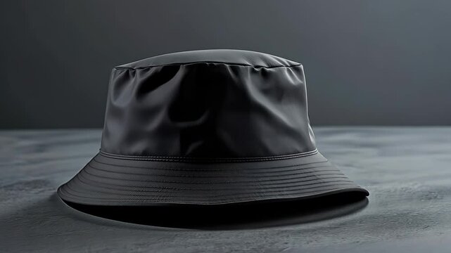 Blank black bucket hat mockup, no gravity Video