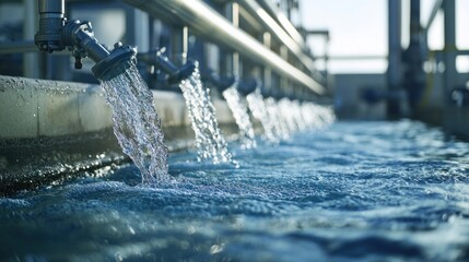 Seawater desalination plant transforming salty ocean water into fresh, drinkable water.