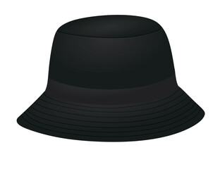 Black  fisherman hat. vector illustration