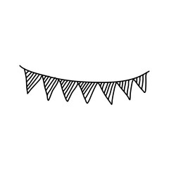 Doodle sketch style Hand drawn Garland of flags vector illustration