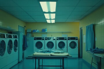 A communal laundry space, where people gather to do their laundry.