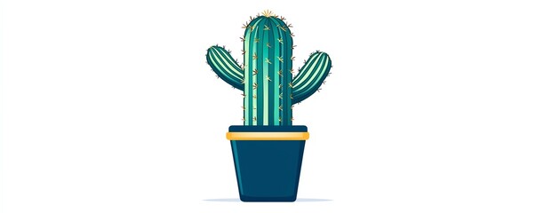 Cactus in a pot on white isolated background.