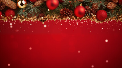 Christmas background with red balls and decorations