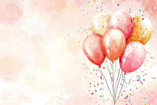 Colorful balloon arrangement with a soft pastel background.
