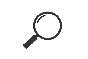 Minimalist black magnifying glass icon on transparent background, perfect for search, discovery, or investigation themes.