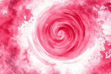Fototapeta premium Vibrant spiral swirl design in red and pink watercolor style, abstract background.