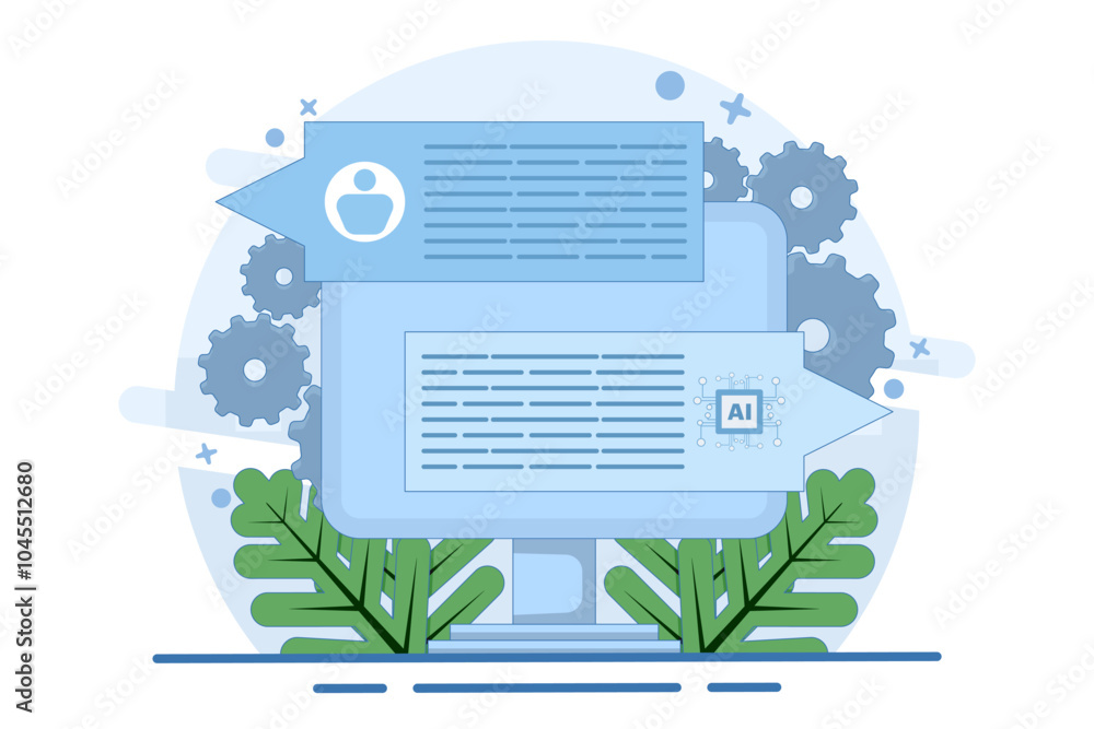 Poster concept of chatbot robot providing online assistance, ai customer support, virtual assistant chatbot