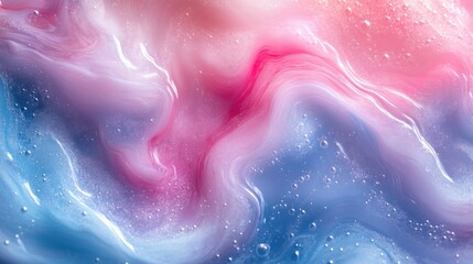 Fototapeta premium Brightly colored liquid pouring into a glass with a pink and blue swirl