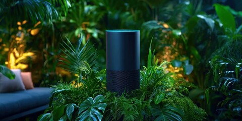 Smart Speaker in Lush Green Tropical Jungle Interior Design