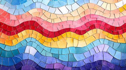 Fototapeta premium Colorful abstract background in a horizontal rectangular mosaic design. Mosaic Tiles. Illustration