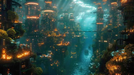 Fototapeta premium Underwater City of Lights