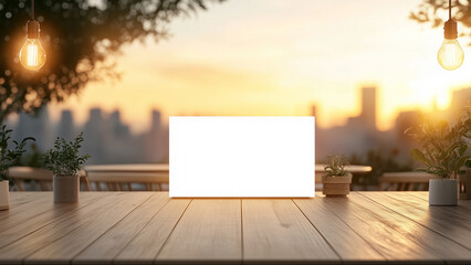 Elegant Outdoor Restaurant Menu Display at Golden Sunset