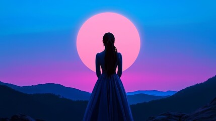 Obraz premium Silhouette of a woman in front of a soft