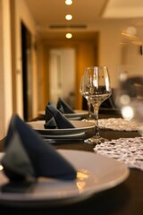 Elegant table setting in warm light