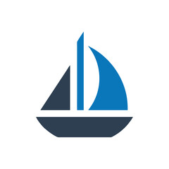 Sail boat icon on white background