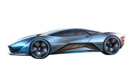 hand drawn design of futuristic a car