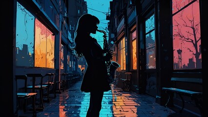 サックスと少女