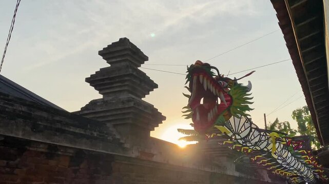 Dragon lantern decoration beside the grand mosque of Kota Gede Yogyakarta, Javanese, Asian culture