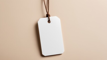 Handcrafted white clothing tag with a natural rope string, perfect for apparel, accessories, or handmade products, emphasizing simplicity and authenticity.