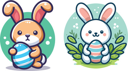 Easter bunny holding egg illustration