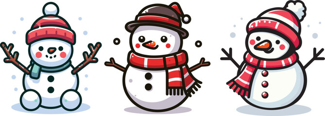 Happy snowman in a red scraf