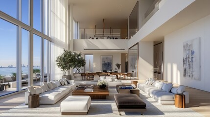 Fototapeta premium Modern Bright Interior of Luxurious Living Space